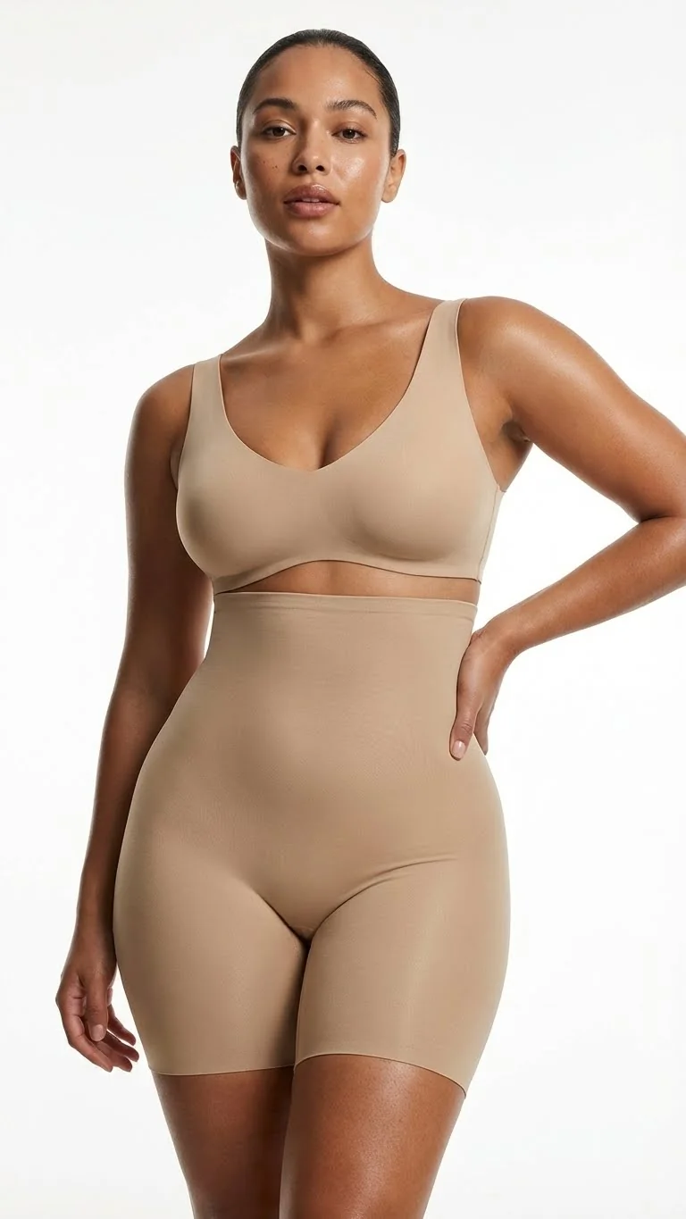 Pınarca Kadın Korse Boxer Lazer Kesim Yüksek Bel Ten Rengi - Detay Çekim